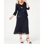 Plus Size Sequined Chiffon Dress and Jacket