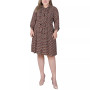 Plus Size Long Roll Tab Sleeve Dobby Dress