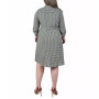 Plus Size Long Roll Tab Sleeve Dobby Dress