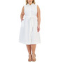 Plus Size Tie Waist Eyelet Midi Shirtdress