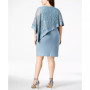 Plus Size Sequined Lace Cape Dress
