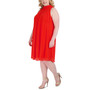 Plus Size Mock-Neck Sleeveless Trapeze Dress