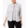 Plus Size Printed Mandarin Jacket & Top Set