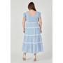 Women's Floral Lace Gingham Printed Plus size Midi Dress