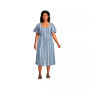 Women's Plus Size Linen Sweetheart Button Front Midi Dress