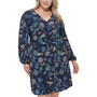 Plus Size V-Neck Ruched-Front Floral Dress