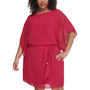 Plus Size Cape-Sleeve Blouson Dress