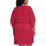 Plus Size Cape-Sleeve Blouson Dress