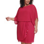 Plus Size Cape-Sleeve Blouson Dress