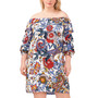 Plus Size Printed Off-The-Shoulder Lantern-Sleeve Dress