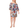 Plus Size Printed Off-The-Shoulder Lantern-Sleeve Dress