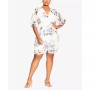Trendy Plus Size Color Wrap Print Dress