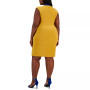 Plus Size Colorblocked Faux-Wrap Cap-Sleeve Dress