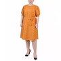 Plus Size Elbow Sleeve Swiss Dot Dress