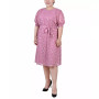 Plus Size Elbow Sleeve Swiss Dot Dress