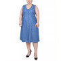 Plus Size Sleeveless Chambray Dress with Hardware