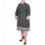 Plus Size 3/4 Roll Tab Sleeve Belted Shirtdress