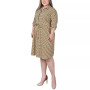 Plus Size 3/4 Roll Tab Sleeve Zippered Shirt Dress