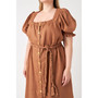 Women's Plus size Linen Dress with Tie