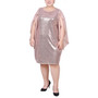 Plus Size Long Open Flutter Sleeve Sequined Dress