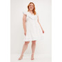 Women's Plus size Contrast Embroidery Ruffled Mini Dress
