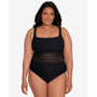 Plus Size Illusion-Stripes One-Piece Swimsuit