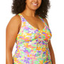 Trendy Plus Size Dazy Daisy Cinch-Front X-Back Tankini Top, Created for Macy's