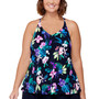 Plus Size Printed Racerback Underwire Tankini Swim Top, Created for Macy's