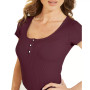 WOMEN'S Karlee Jewel-Button Ribbed Henley Top