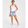 Juniors' Flipped Frayed-Hem Jean Shorts