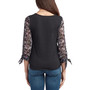Juniors' Mixed-Media 3/4-Sleeve Tie-Cuff Top