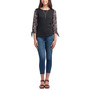Juniors' Mixed-Media 3/4-Sleeve Tie-Cuff Top