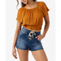 Juniors' Misty Keyhole-Back Banded-Hem Cropped Top