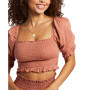 Juniors' Sunset Walks Square-Neck Puff-Sleeve Top