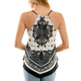 Juniors' Printed Handkerchief-Hem Sleeveless Top