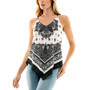 Juniors' Printed Handkerchief-Hem Sleeveless Top