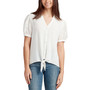Juniors' Puff-Sleeve Tie-Waist Blouse