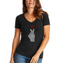 Women's K-Pop Word Art V-neck T-shirt