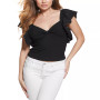 Women's Raina Cotton Ruffle-Sleeve Sweetheart-Neck Top