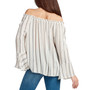 Juniors' Striped Off-The-Shoulder Long-Sleeve Top