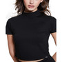 Women's Mock-Turtleneck Keyhole-Back Crop Top