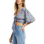 Juniors' As You Wish Printed Cropped Tie-Front Top