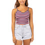 Juniors' Sundial V-Neck Striped Cropped Top
