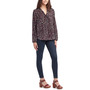 Juniors' Printed Tie-Neck Long-Sleeve Blouse