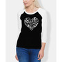 Women's Raglan Word Art Heart Notes T-shirt