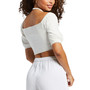 Juniors' Flirty Walk Ruched Puff-Sleeve Crop Top