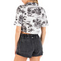 Juniors' Printed Beach Walk Cropped Camp Shirt
