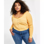Trendy Plus Size Britt Long-Sleeve Snap-Front Top