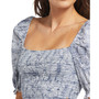 Juniors' Sunset Walks Printed Smocked Puff-Sleeve Top