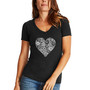 Women's Heart Flowers Word Art V-Neck T-shirt
